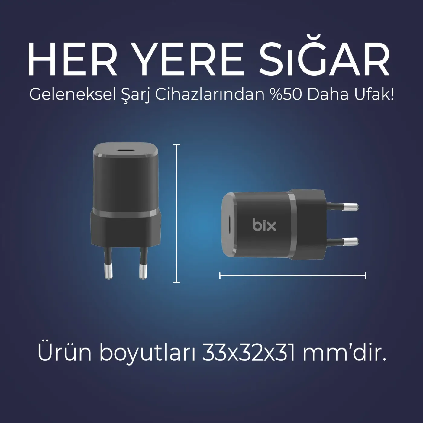 BX21G GaN 20W Type-C PD Akıllı Çip Mini Hızlı Şarj