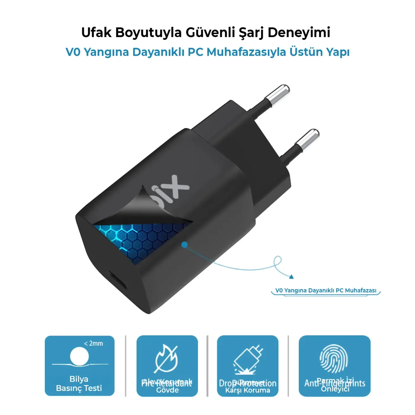 BX45G GaN Type-C PD 3.0 45W PPS Mini Hızlı Şarj Cihazı