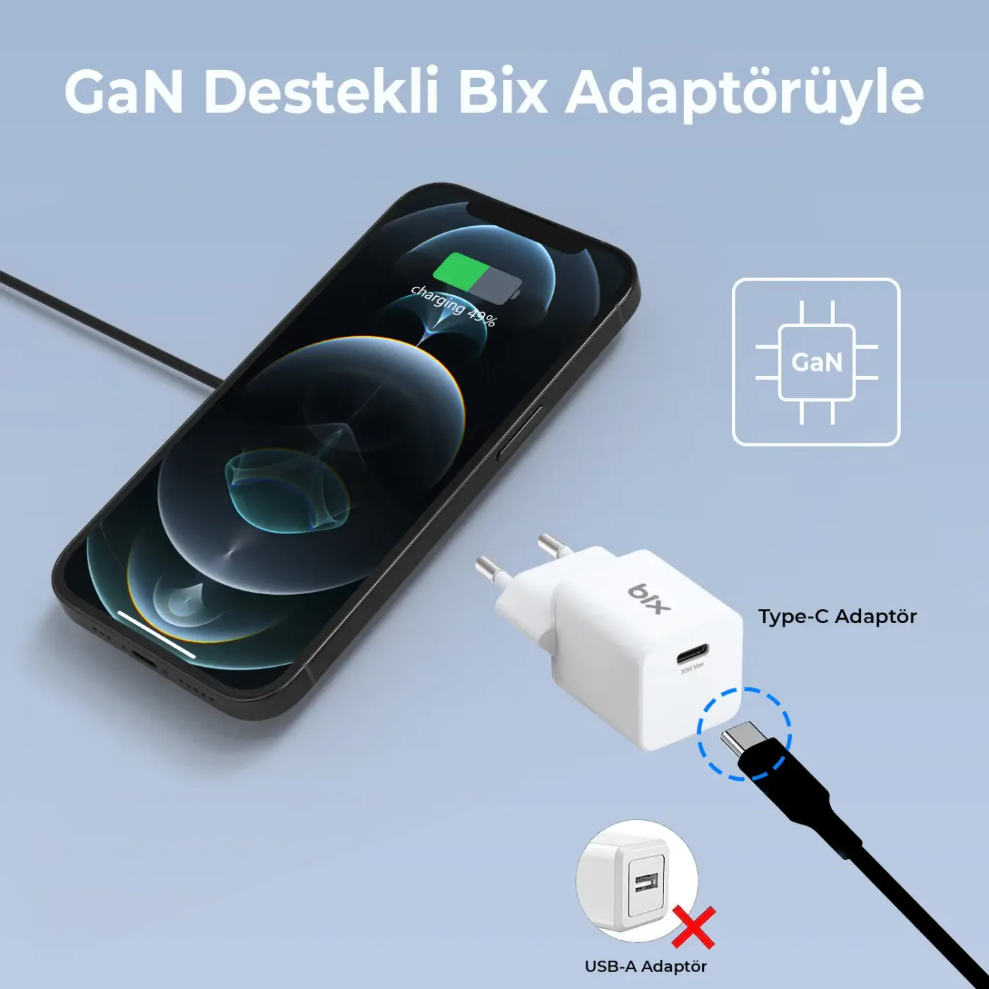 BXMG20 15W Manyetik Kablosuz Şarj Cihazı ve 20W GaN