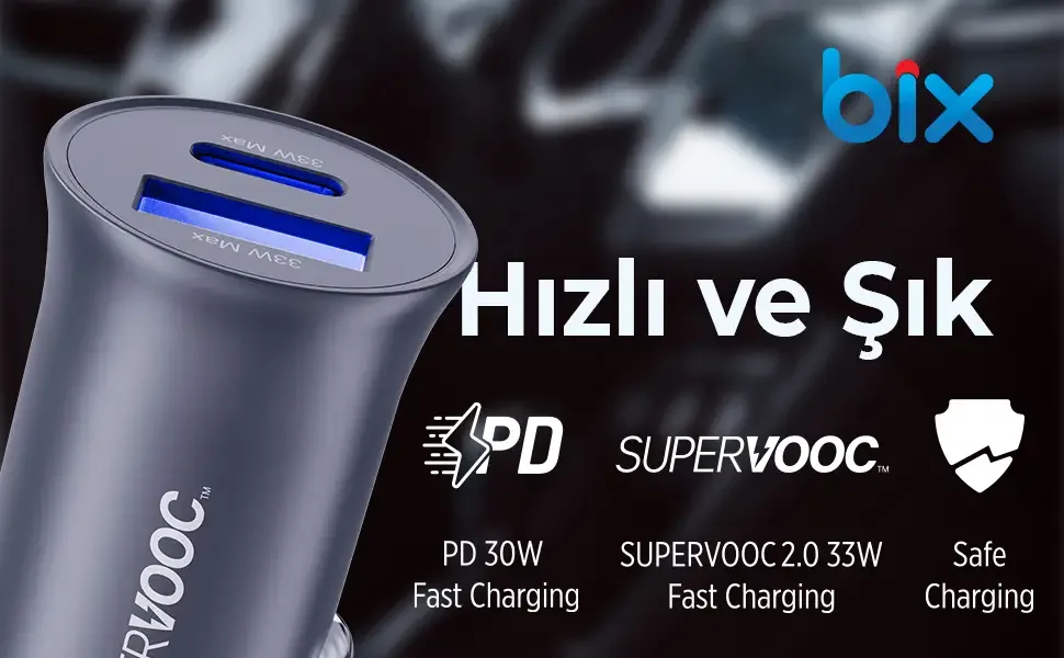 BXAC33C 33W SuperVooc 2.0 Type-C PD ve USB-A Çift