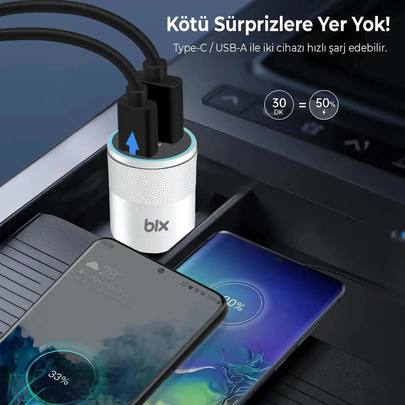 BXCCP38WT 38W USB QC 3.0 18W ve Type-C PD 20W Çift