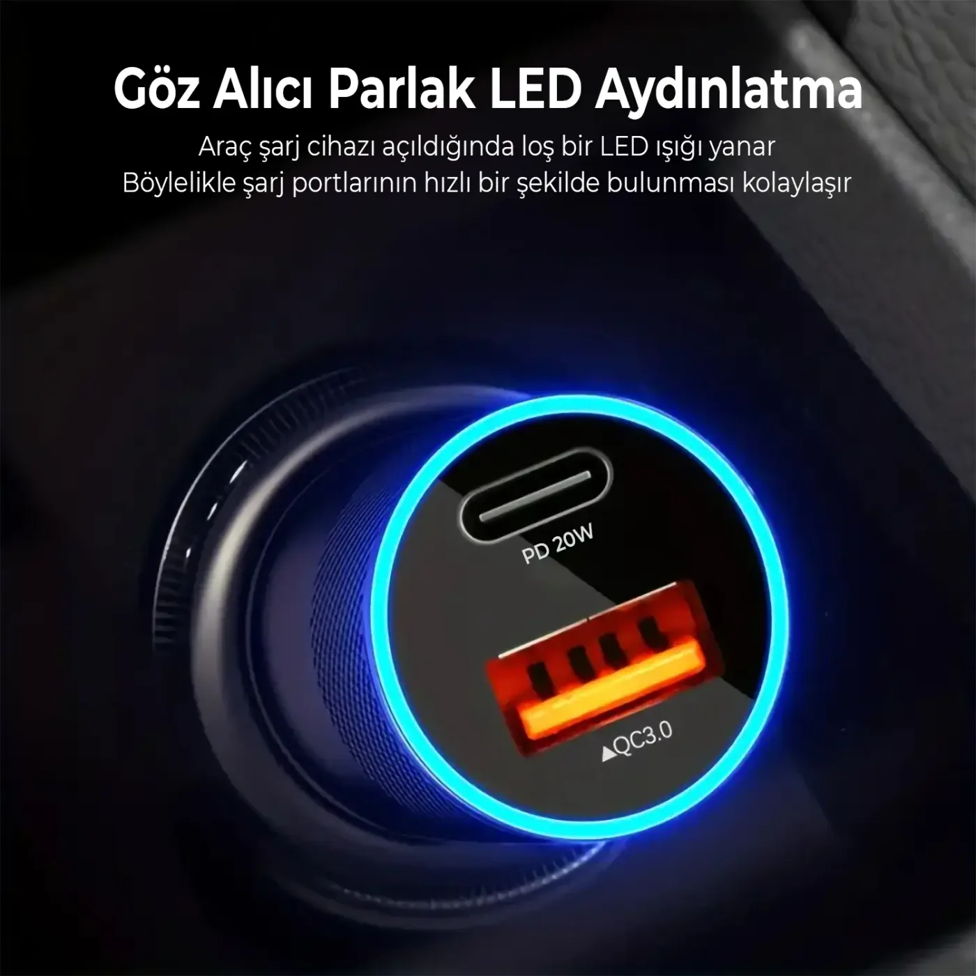 BXCCP38WT 38W USB QC 3.0 18W ve Type-C PD 20W Çift