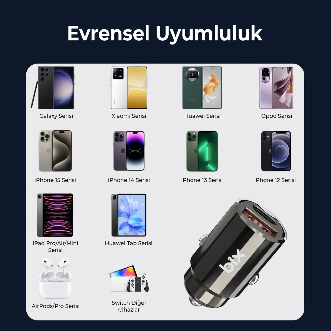 BXCCP45W 45W Type-C PD ve USB-A QC 3.0 18W Çift Çıkışlı