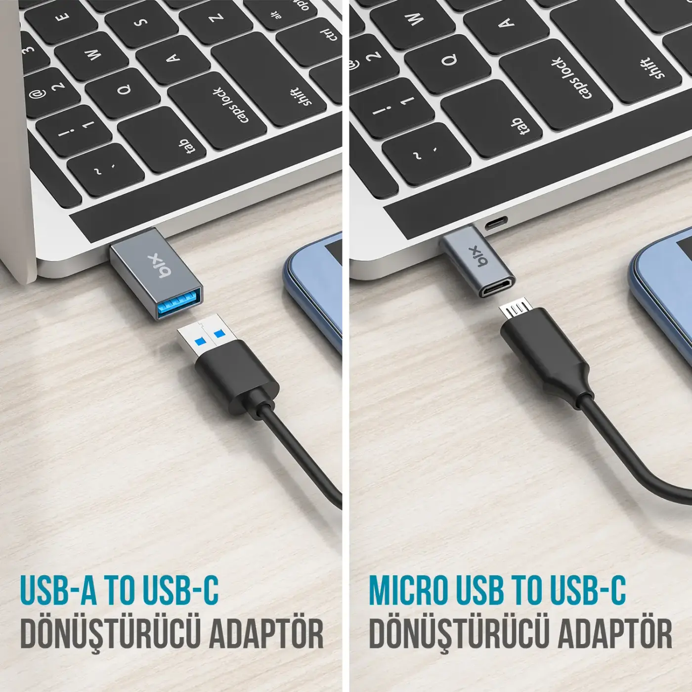 ADP-04 Type-C to Micro USB ve USB 3.0 Dönüştürücü