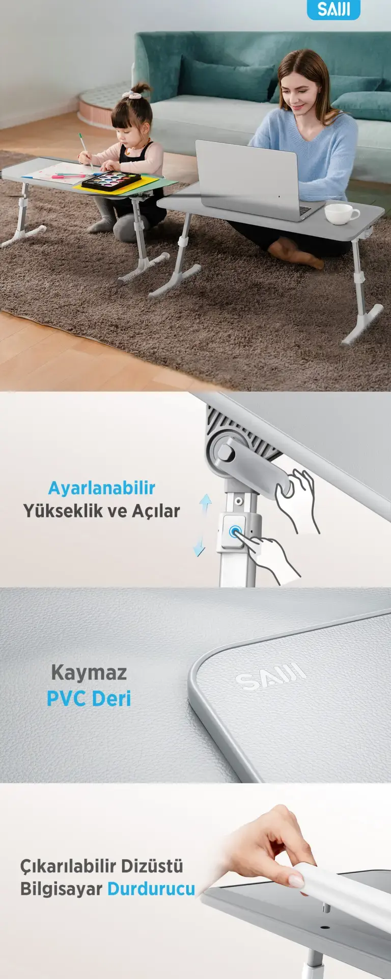 Bix Saiji AL30 Ayarlanabilir Laptop Masası – Yatakta
