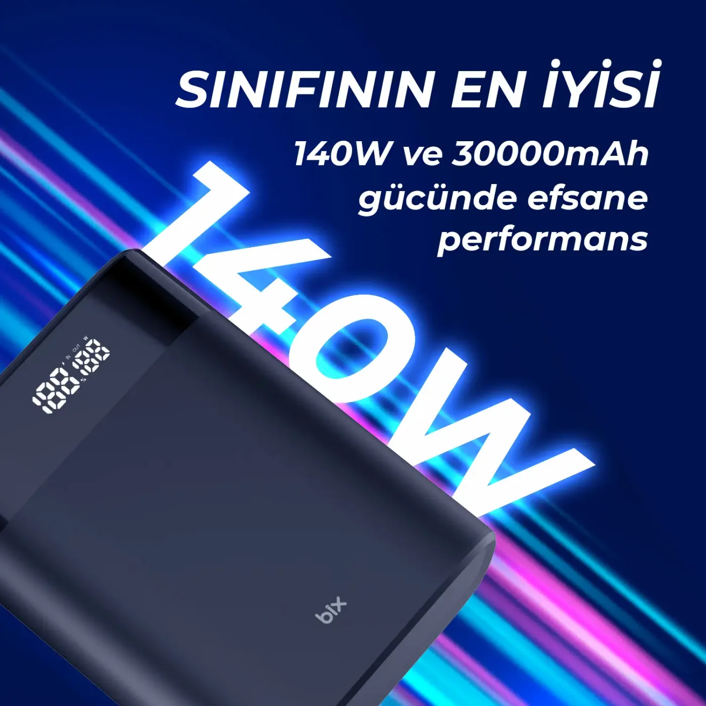 PB140W 30000mAh 140W 2*Type-C PD ve USB-A SCP 22.5W QC
