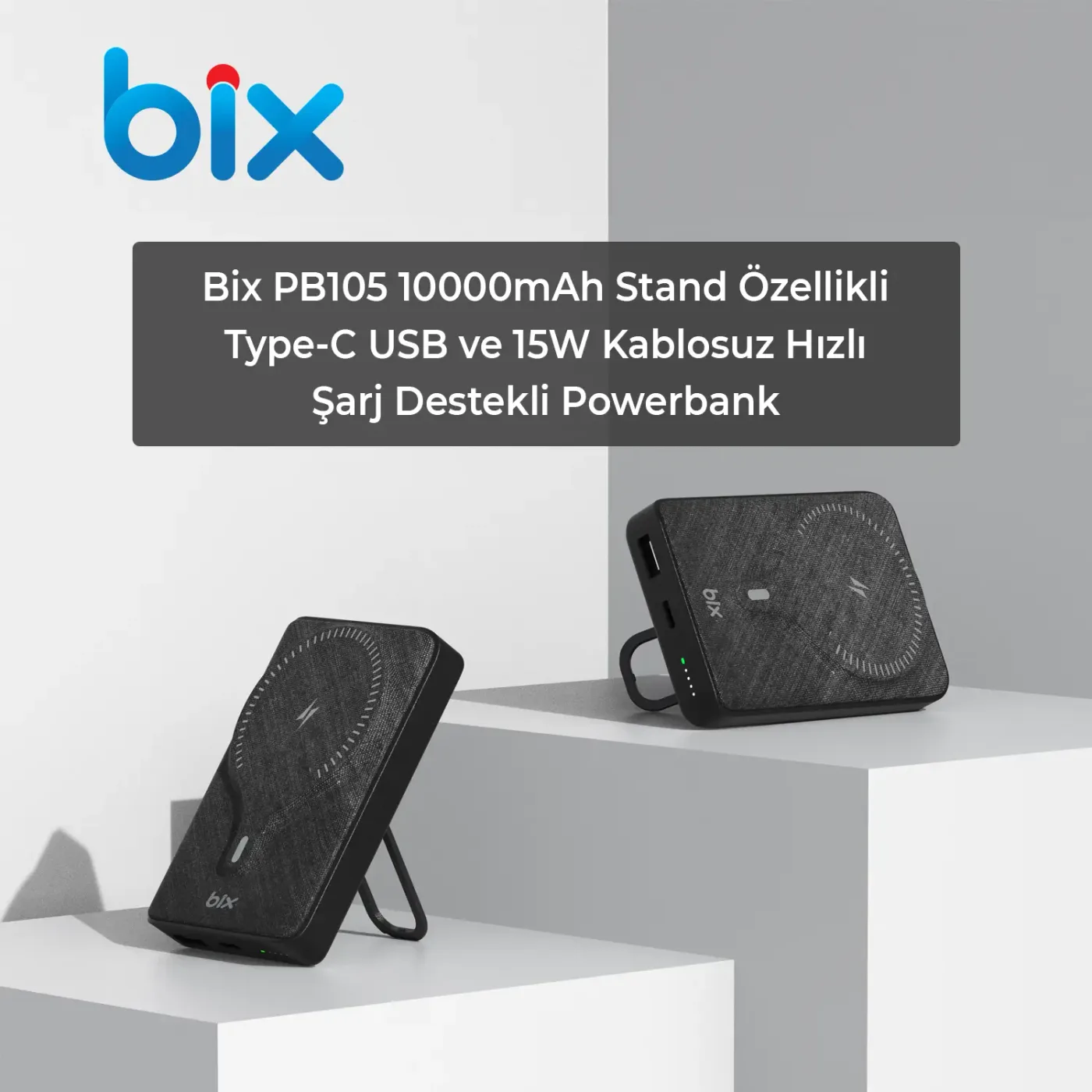 PB105 10000mAh Stand Özellikli PD20W Type-C USB-A SCP