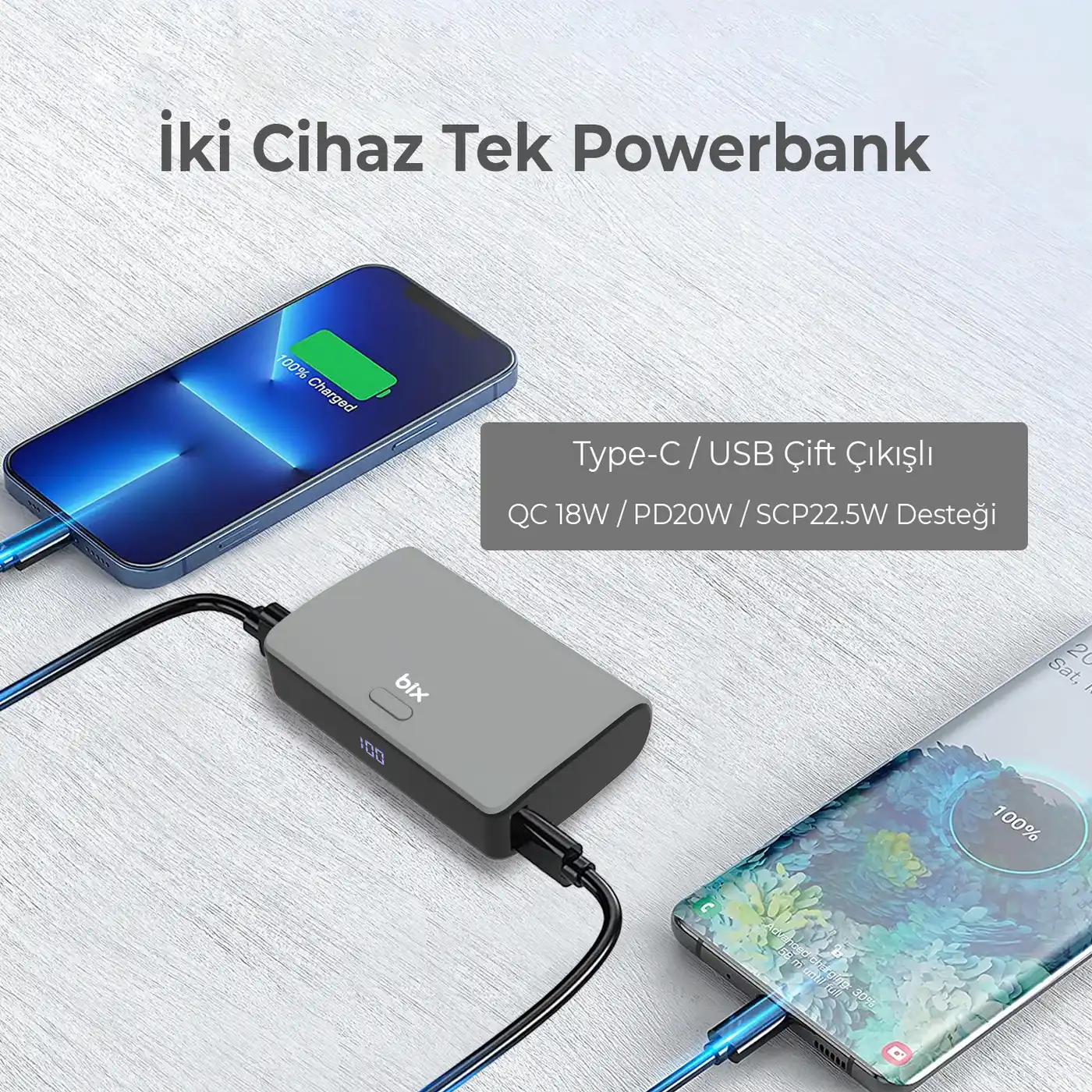 PB106 10000mAh PD20W Type-C USB-A SCP 22.5W Çift