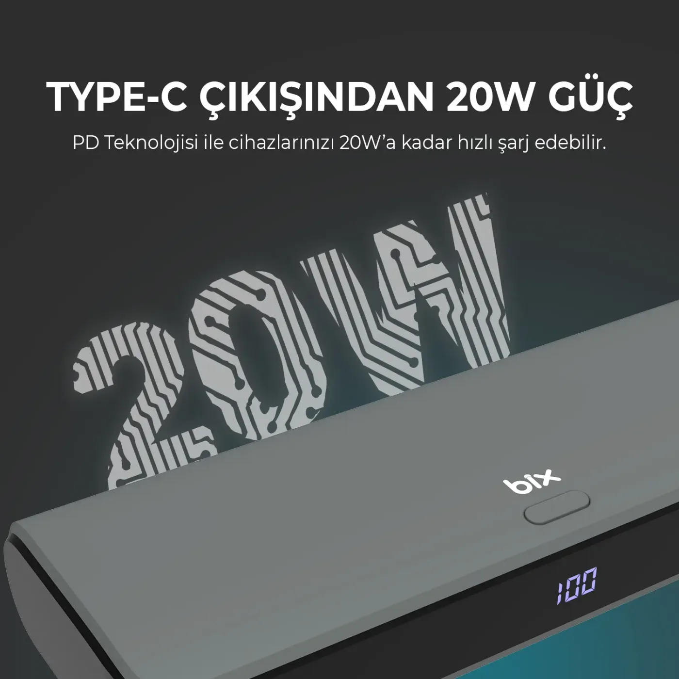PB203 20000mAh SCP 22.5W USB-A ve Type-C PD 20W Çift