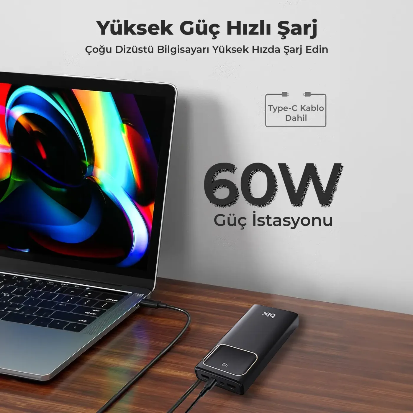 PB303 30000mAh 60W 2*USB-A ve Type-C PD Üç Çıkışlı