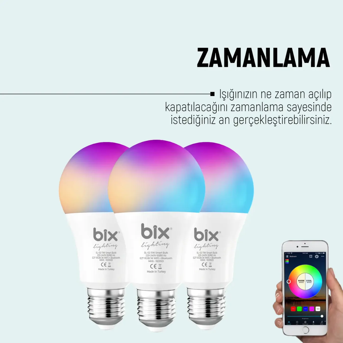 SL-02 Aura 11W Çok Renkli RGB WiFi-Bluetooth Uzaktan