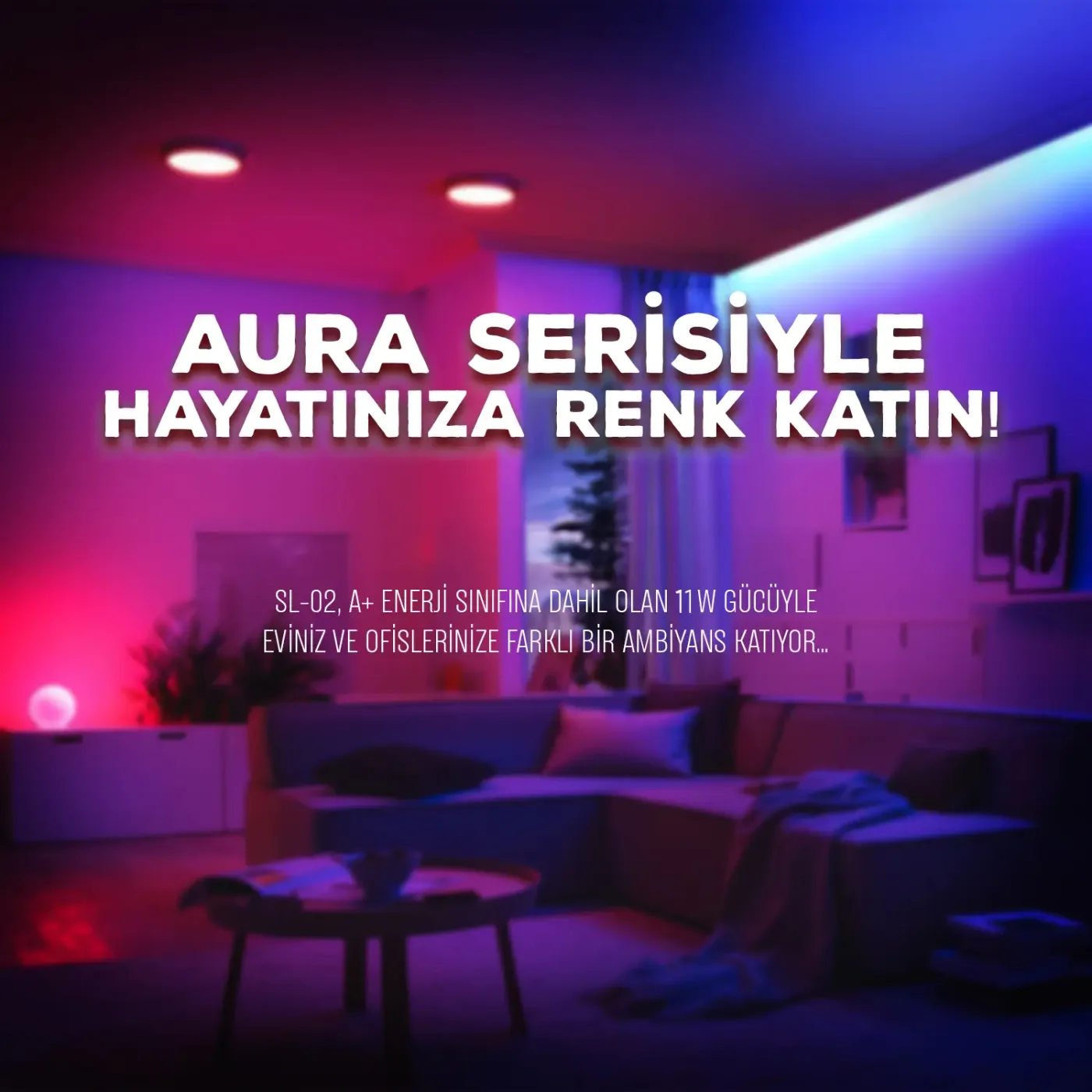 SL-02 Aura 11W Çok Renkli RGB WiFi-Bluetooth Uzaktan
