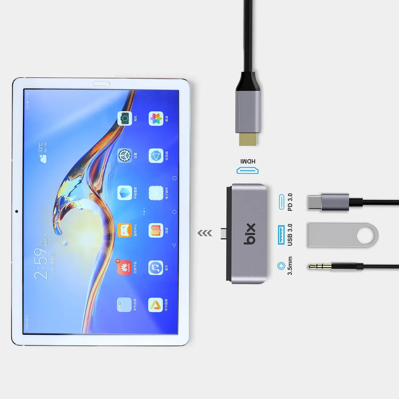 BX16HB Type-C USB 3.5mm Aux HDMI 4K Thunderbolt 3.0 PD