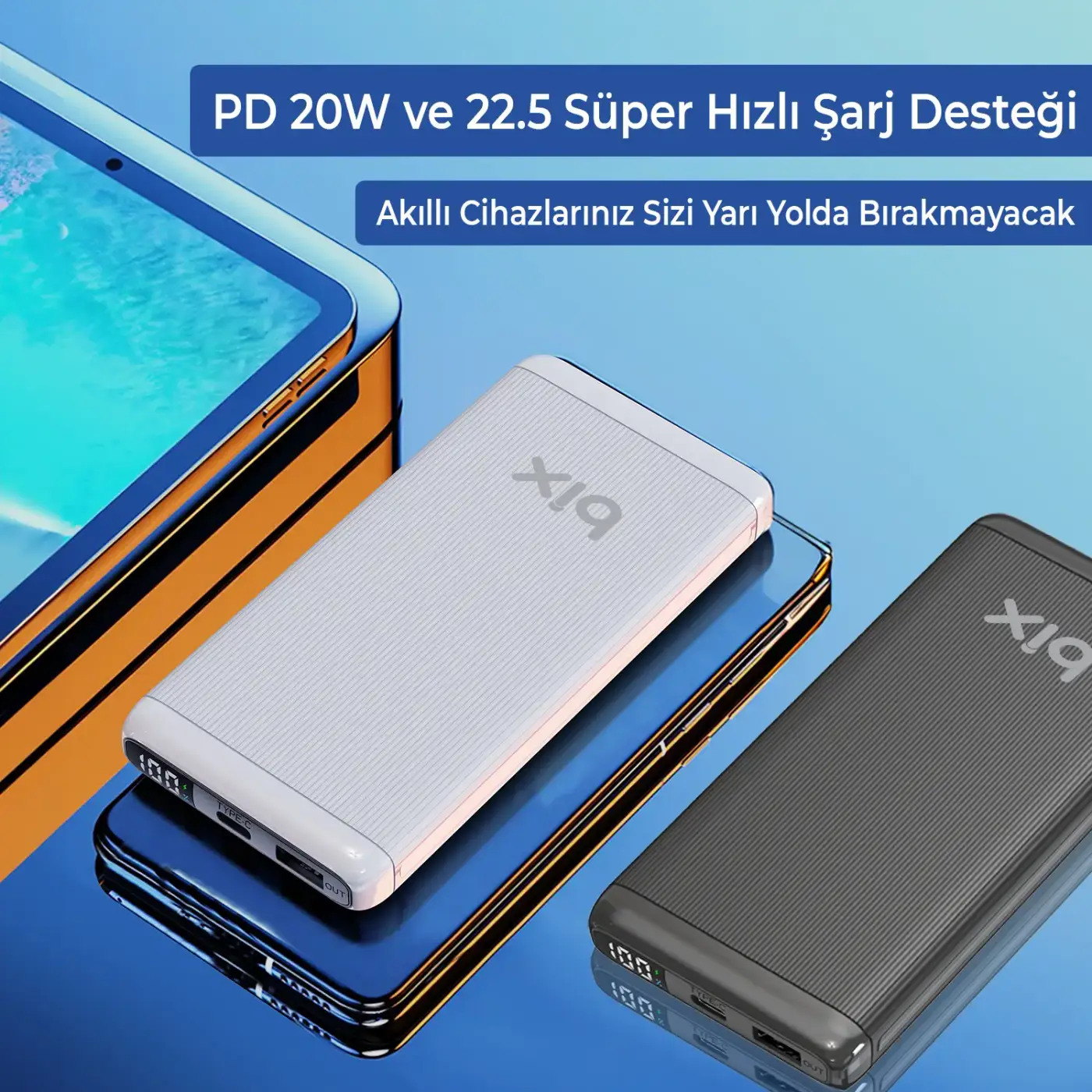 BXPB107 10000mAh 20W PD Type-C ve USB-A SCP 22.5W QC