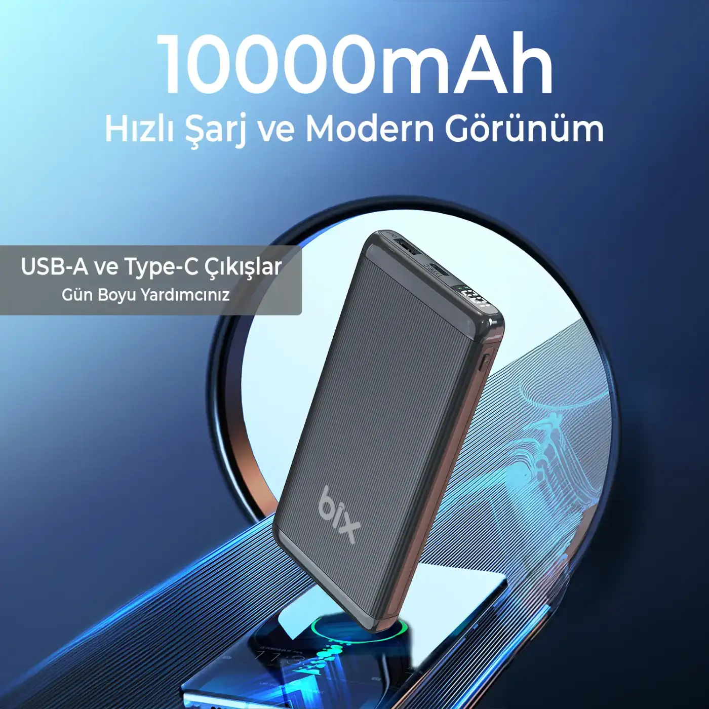 BXPB107 10000mAh 20W PD Type-C ve USB-A SCP 22.5W QC
