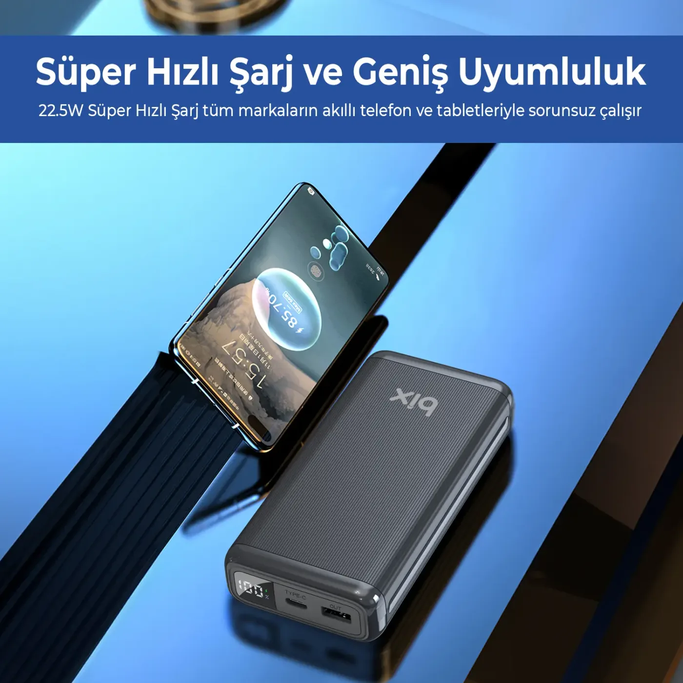 BXPB204 20000mAh USB-A 22.5W ve Type-C PD 20W Çift