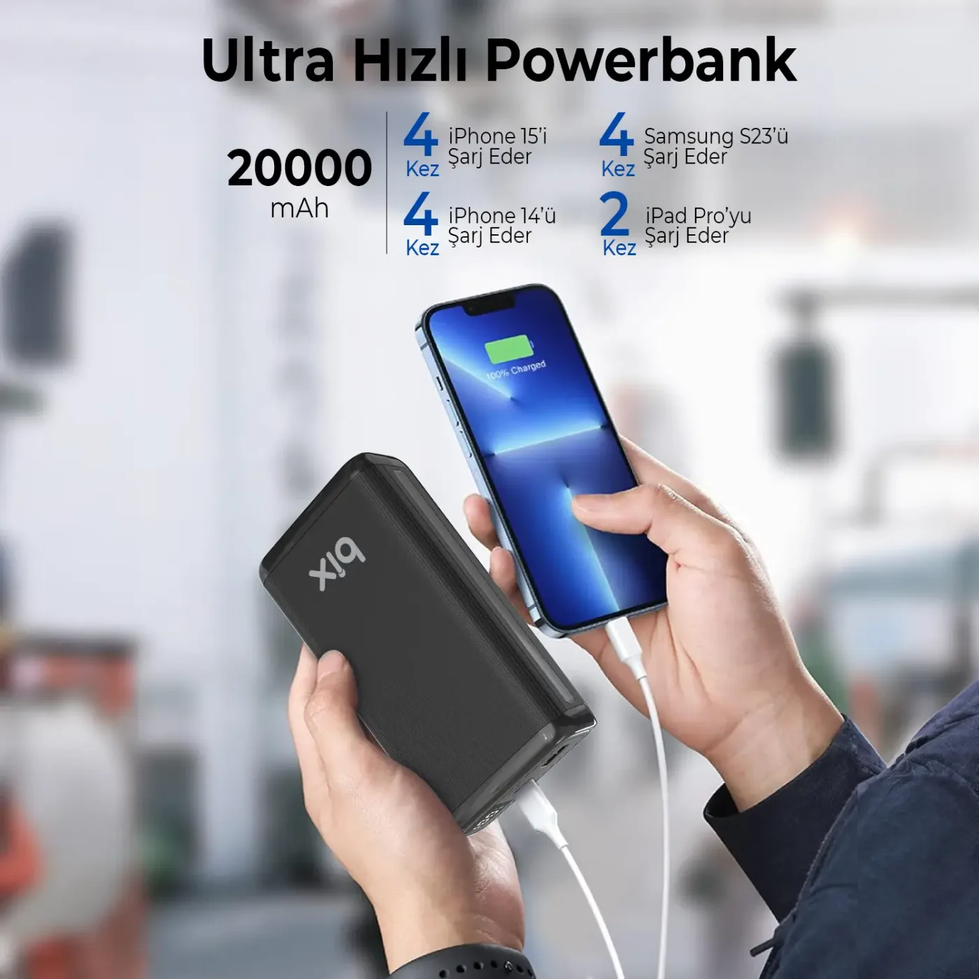 BXPB204 20000mAh USB-A 22.5W ve Type-C PD 20W Çift