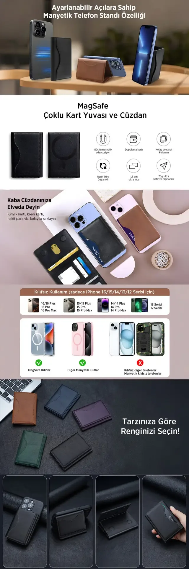 Bix TMW3 MagSafe Uyumlu, Slim Tutuş ve Çoklu Kart