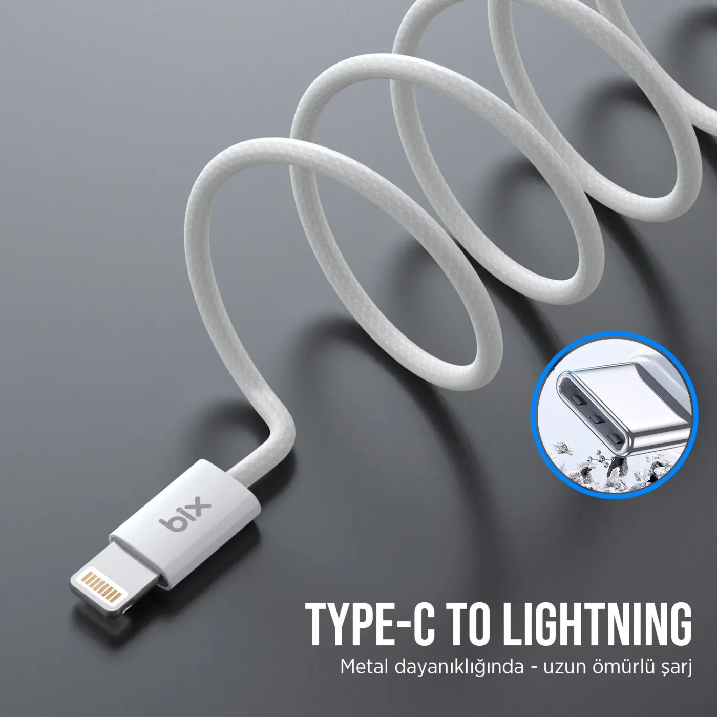 BX03CL 27W Type-C to Lightning iPhone Örgülü Data