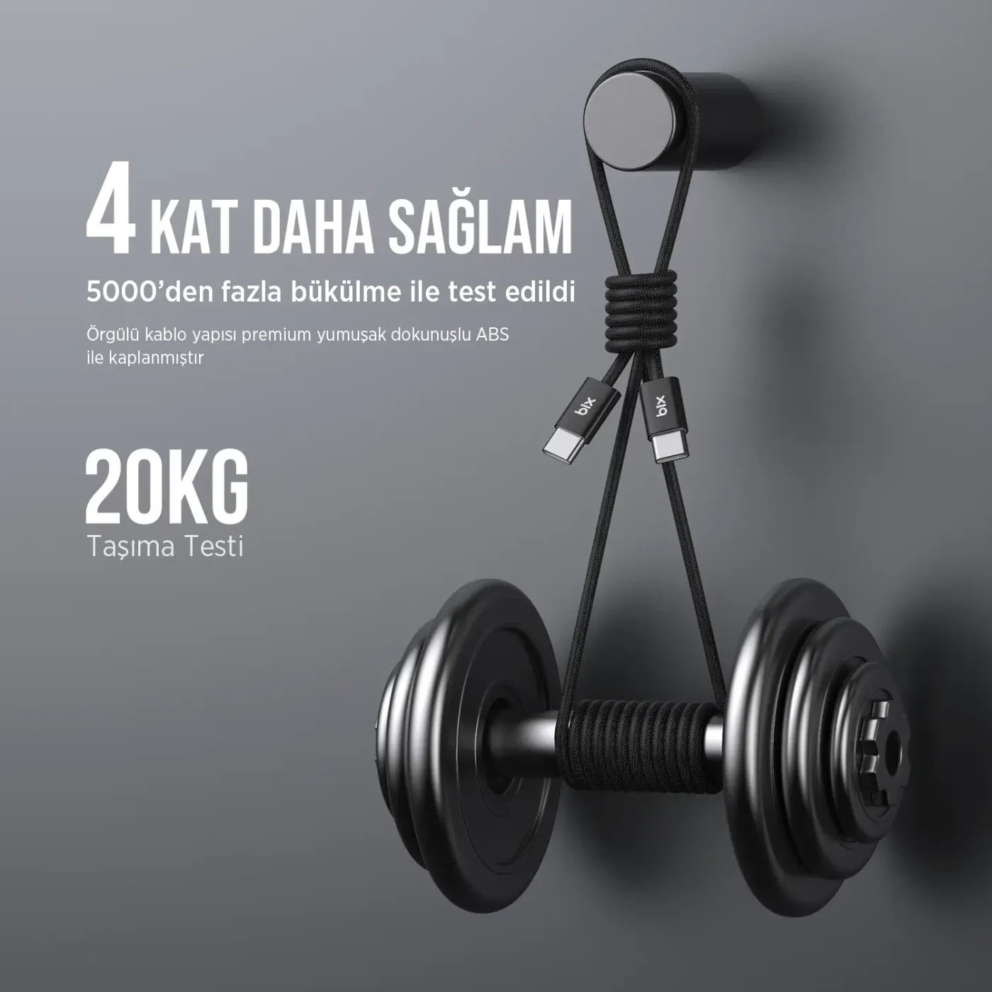 BX04CC Type-C to Type-C 60W Örgülü Şarj ve Data Kablosu
