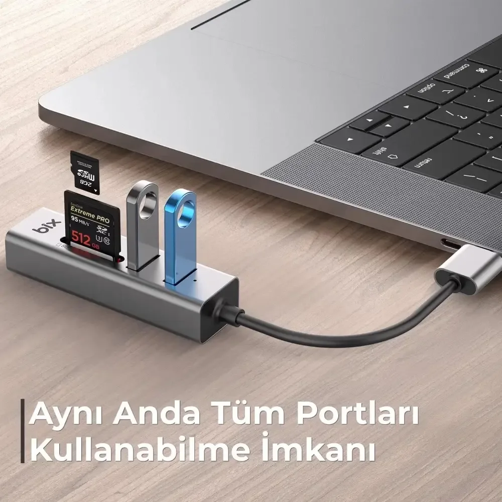 BX05HB 3x USB 2.0 Portlu ve Micro SD / SD Kart Girişli