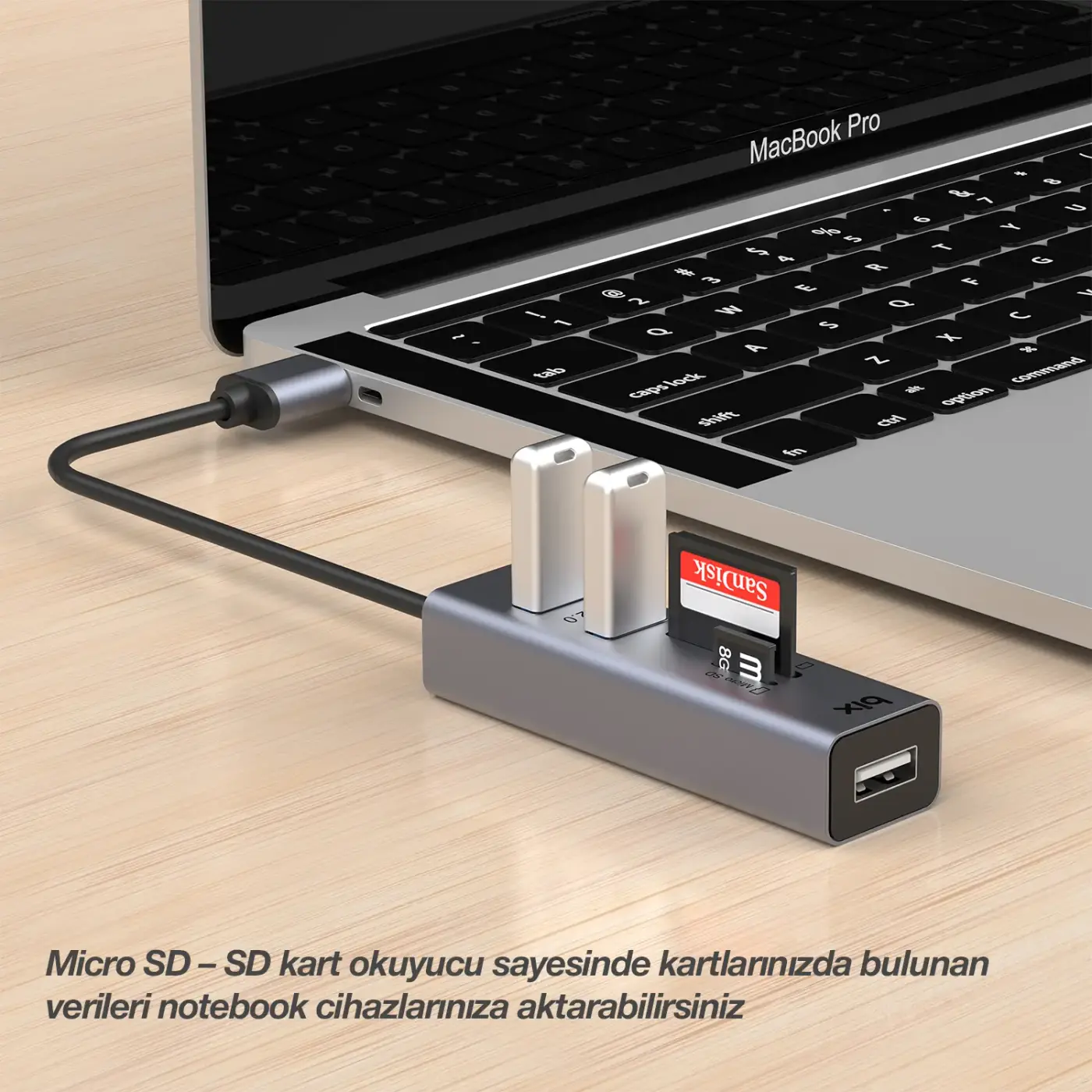 BX05HB 3x USB 2.0 Portlu ve Micro SD / SD Kart Girişli