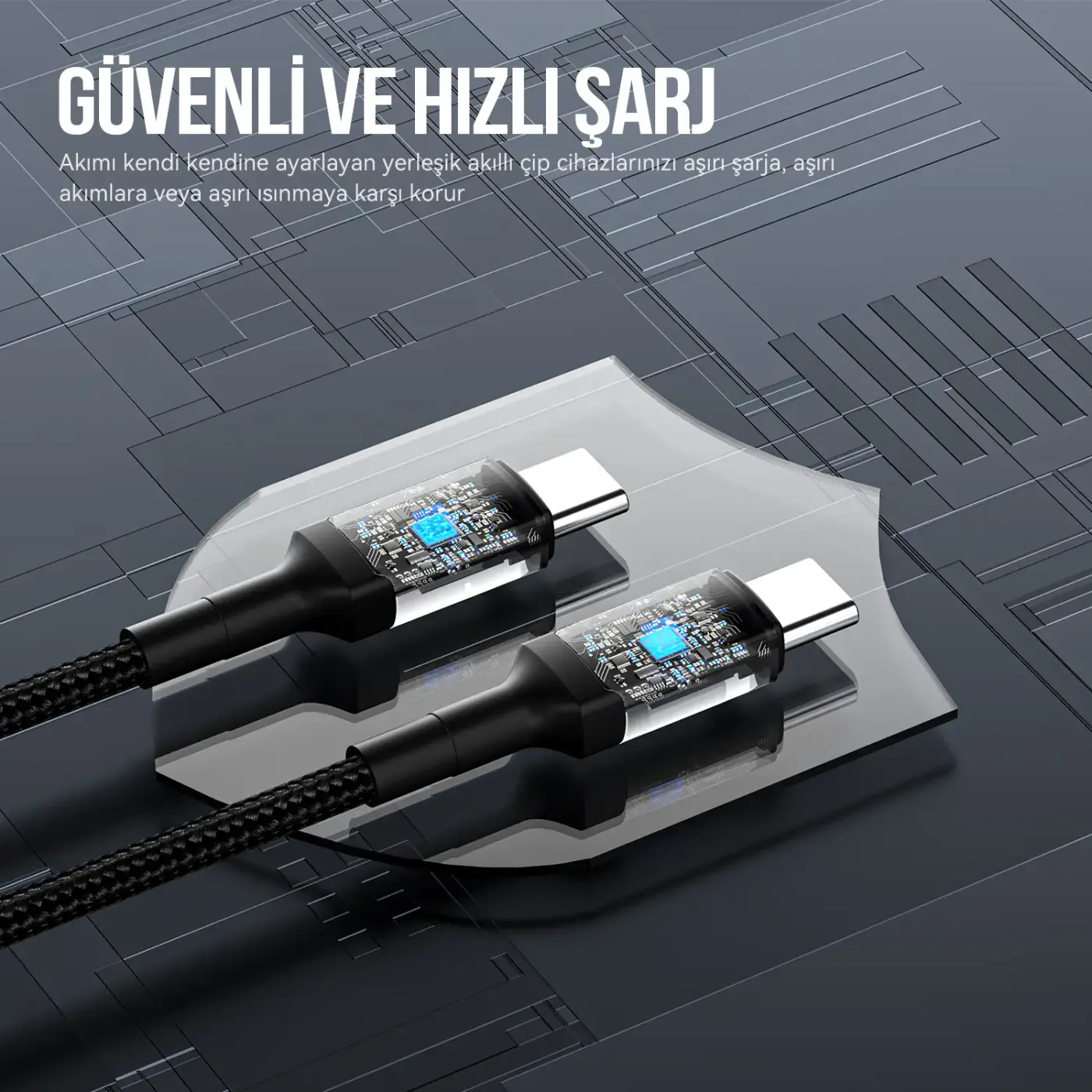 BX07CC 100W Hi-Speed 20Gbps 4K 60Hz Örgülü Metalik