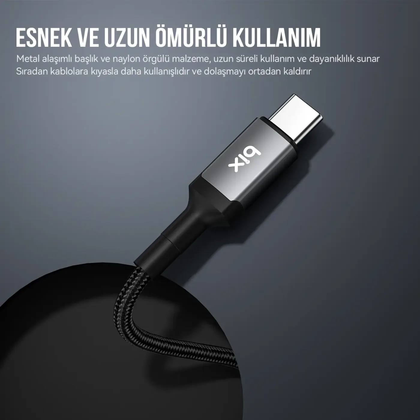 BX07CC 100W Hi-Speed 20Gbps 4K 60Hz Örgülü Metalik