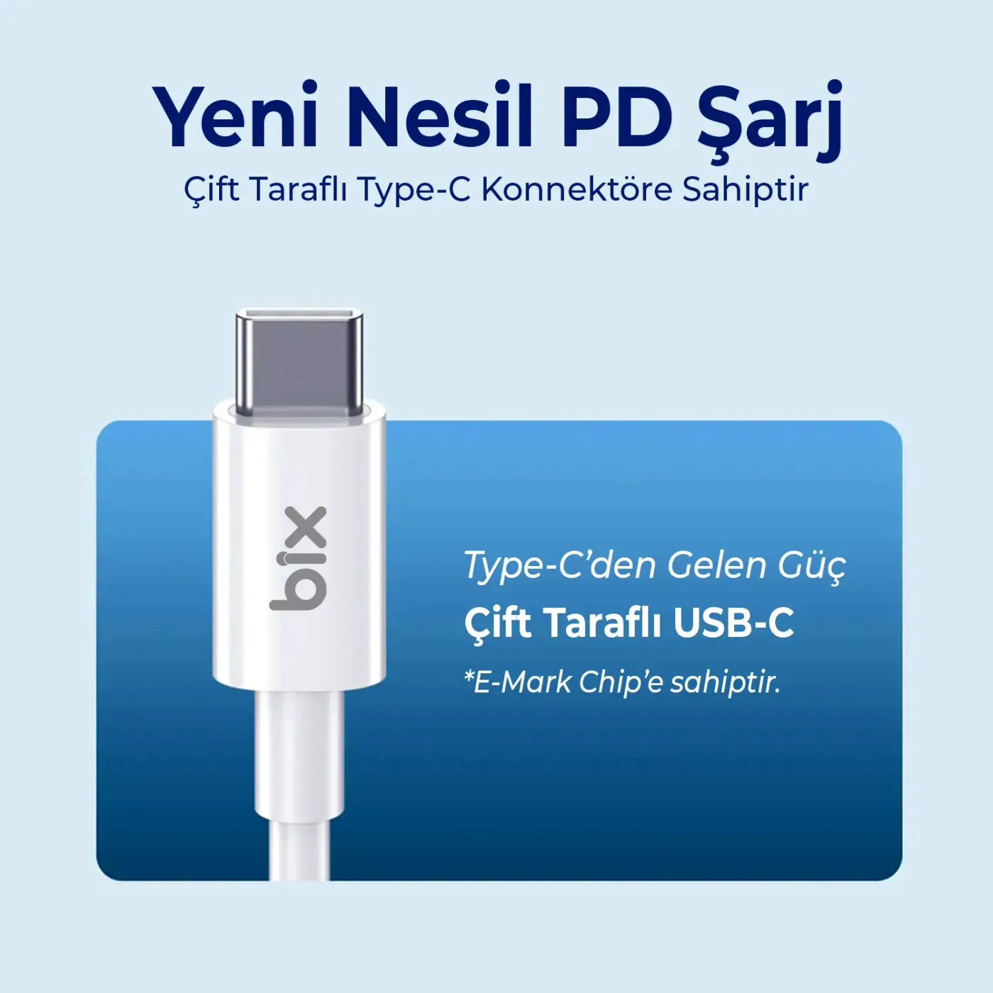 BX08CC 100W 5Gbps E-Mark Çipli Type-C to Type-C PD Şarj