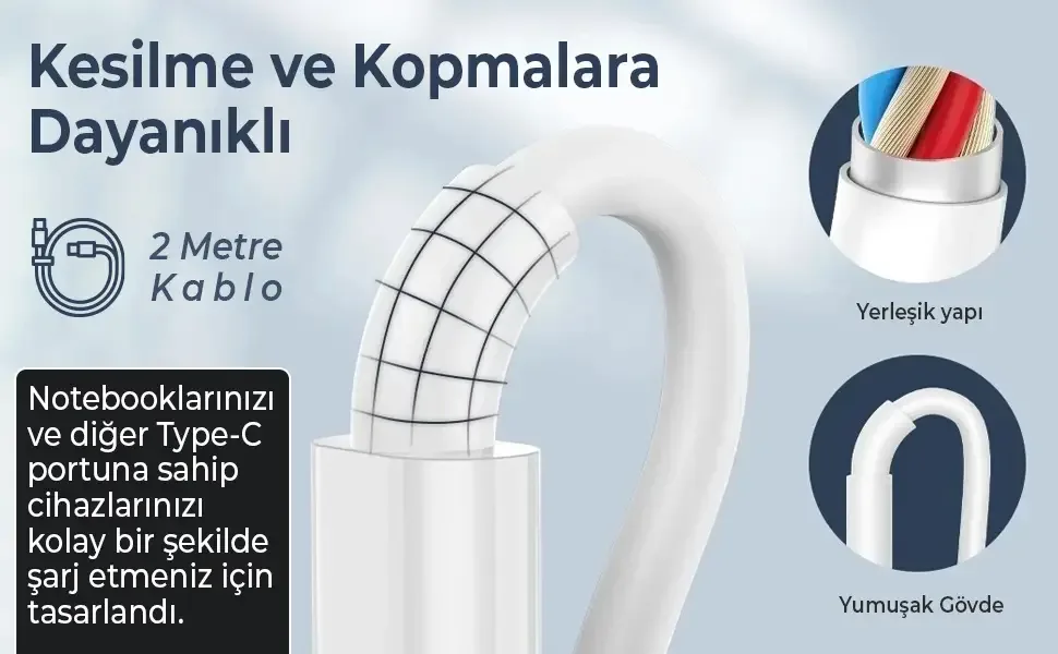 BX08CC 100W 5Gbps E-Mark Çipli Type-C to Type-C PD Şarj