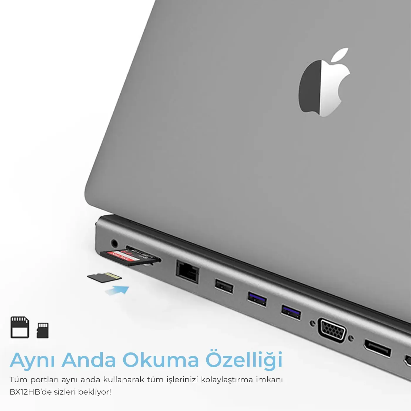 BX12HB 11’i 1 Arada Type-C Çok Portlu Laptop ve Tablet