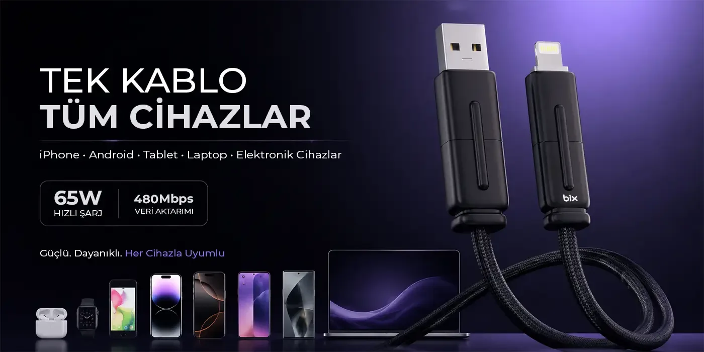 BX4IN1C 65W USB-A, USB-C, Lightning Çok Fonksiyonlu
