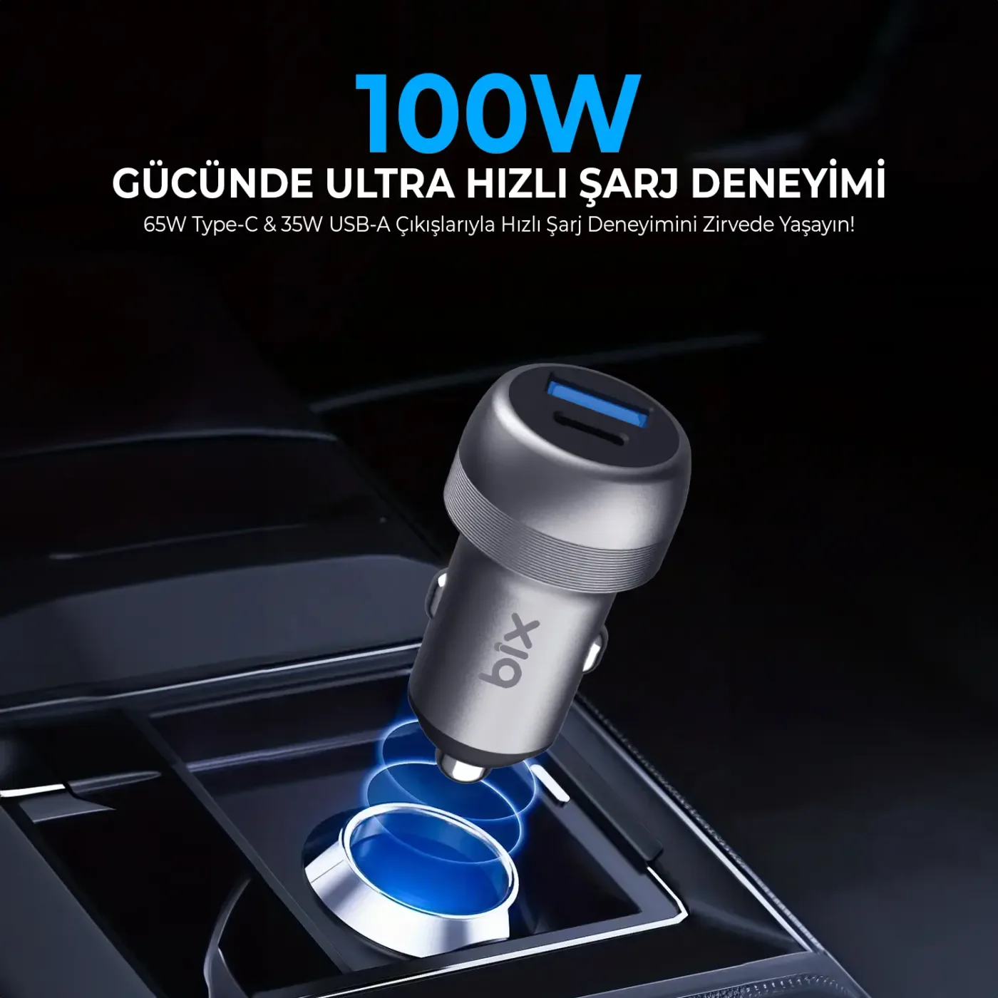 BXAC100W 100W Type-C PD 65W ve USB-A QC 35W PPS