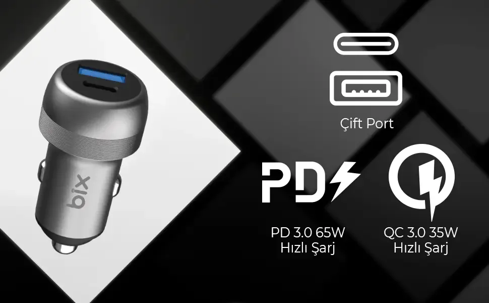 BXAC100W 100W Type-C PD 65W ve USB-A QC 35W PPS