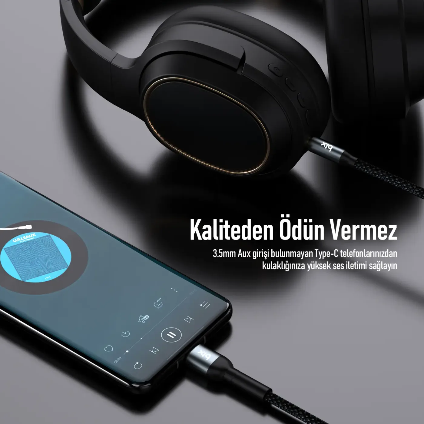 BXAU1C Type-C 3.5mm Aux Hi-Fi Ses Kablosu 1 Metre