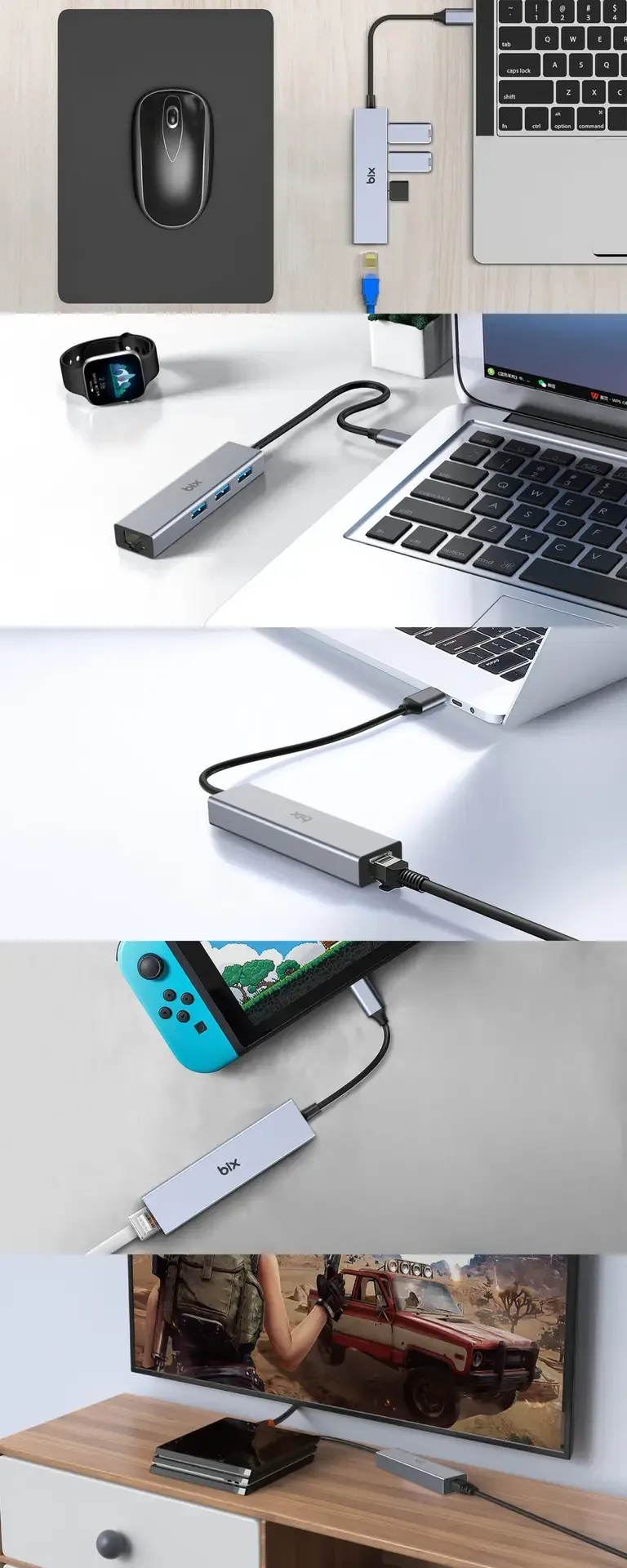 BXC06HB Type-C to USB 3.2 Gigabit Ethernet 3 Portlu