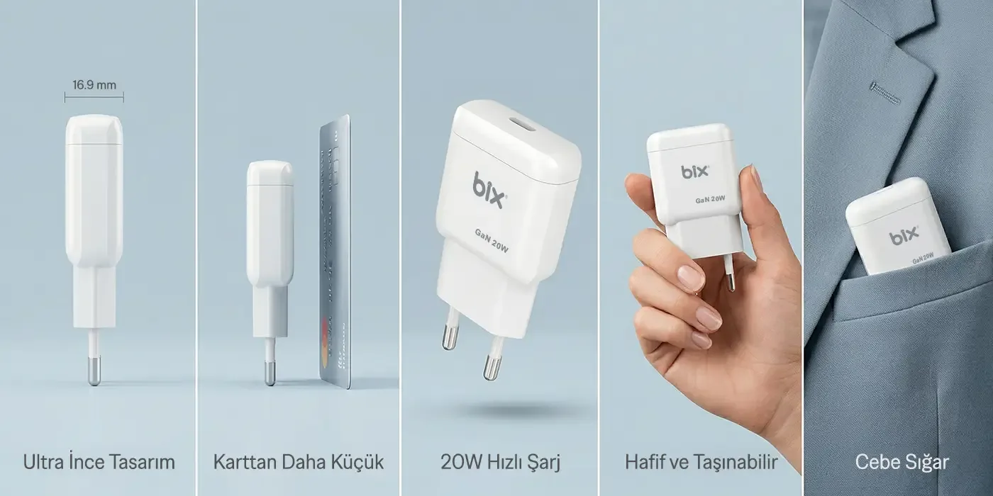 BXC20 GaN Teknolojili Type-C PD 20W Hızlı Şarj Adaptörü