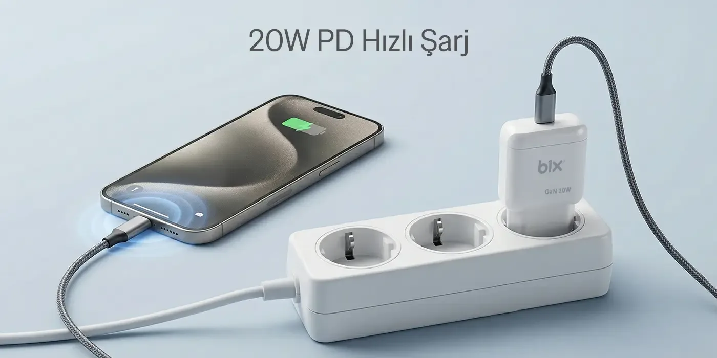BXC20 GaN Teknolojili Type-C PD 20W Hızlı Şarj Adaptörü