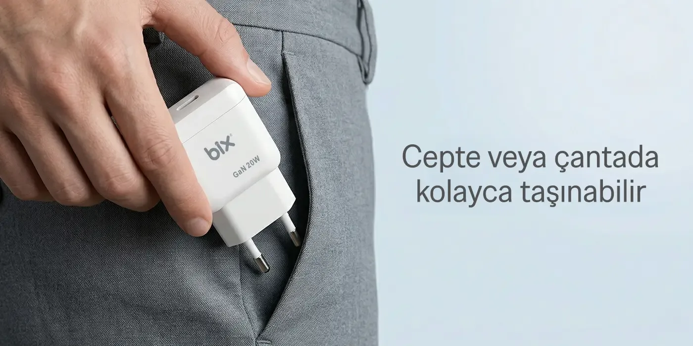 BXC20 GaN Teknolojili Type-C PD 20W Hızlı Şarj Adaptörü