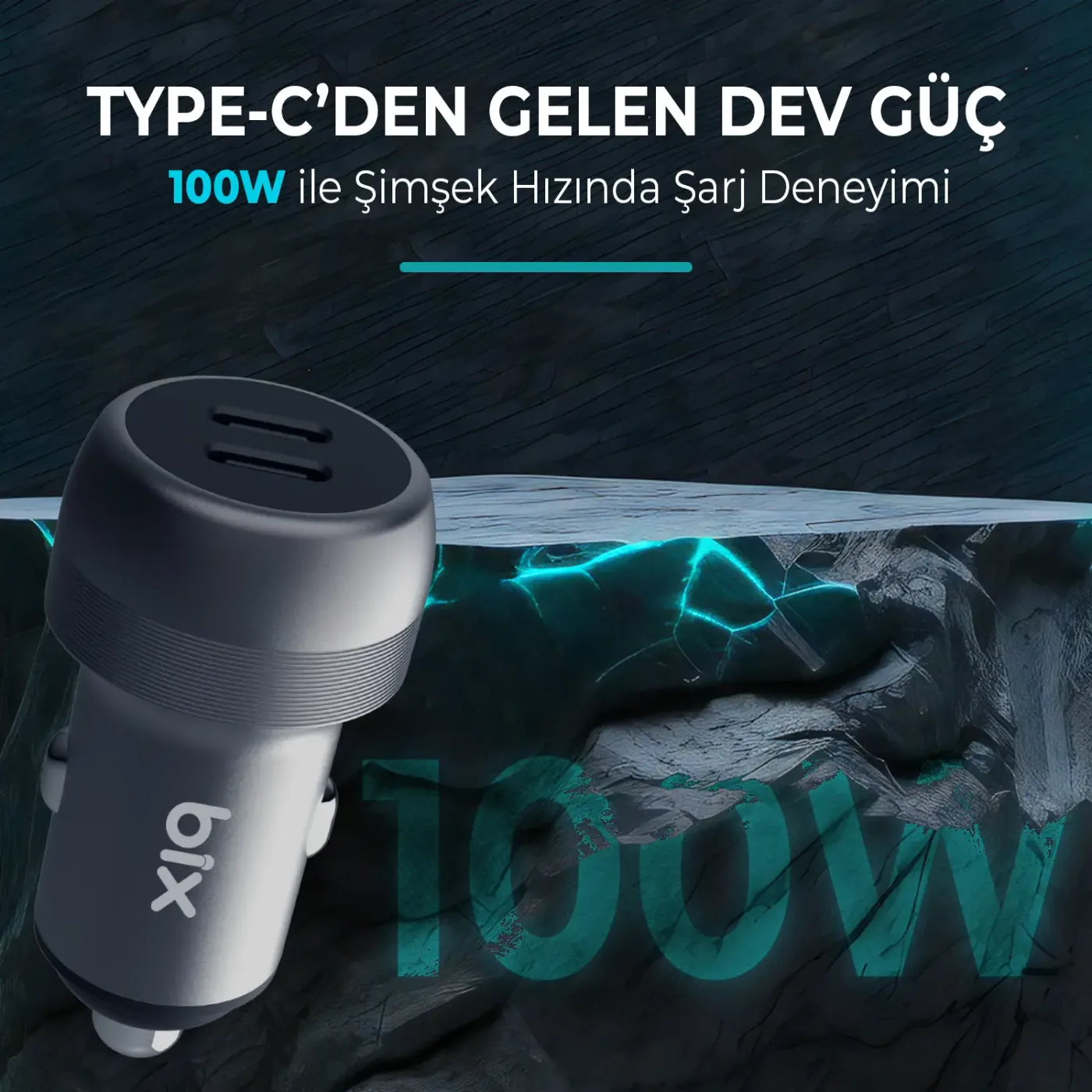 BXCC100W 100W 2*Type-C PD 3.0 Portlu PPS Destekli Mini