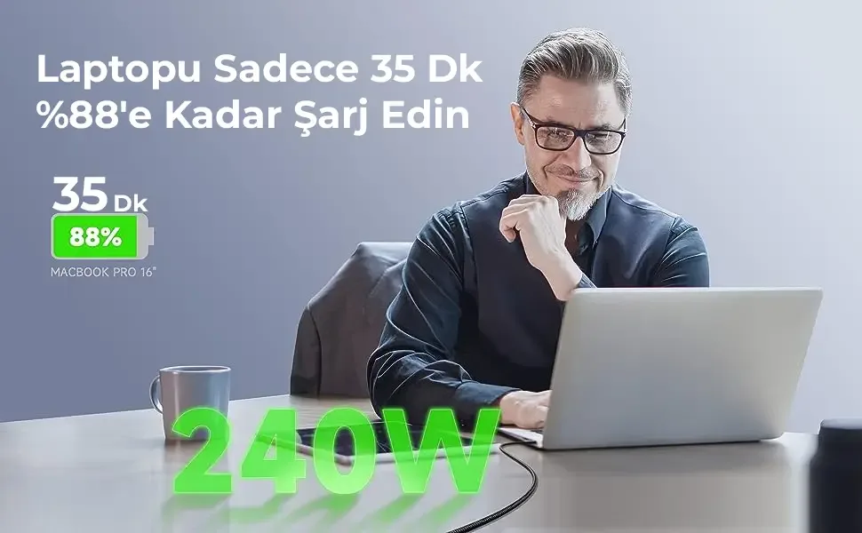BXCC240 Type-C to Type-C 240W 480Mbps Hi-Speed Örgülü