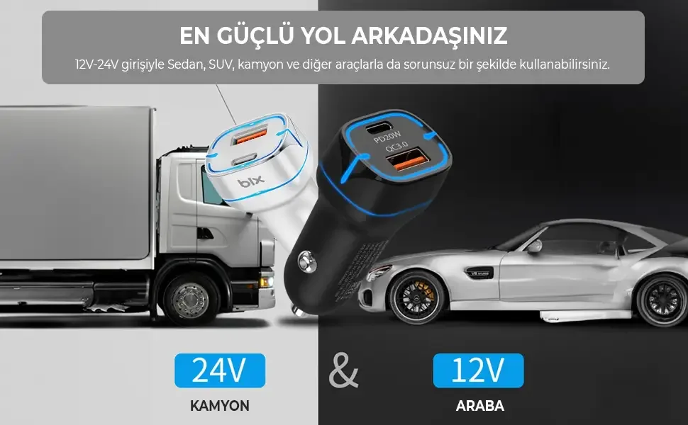 BXCCP36WT 38W Type-C PD 20W ve USB-A QC 3.0 18W Çift