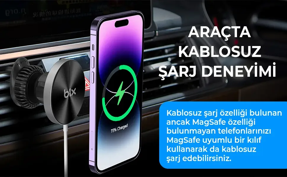 BXCH2 15W MagSafe Uyumlu Kablosuz Şarj ve Manyetik Araç