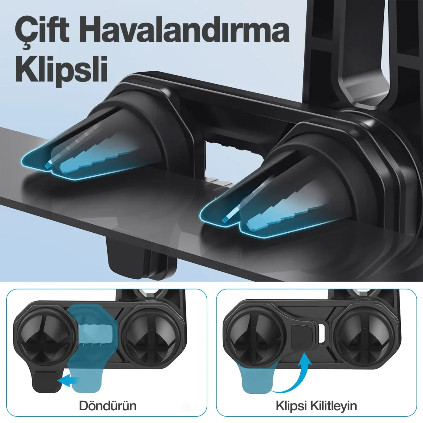 BXCH6 Çift Havalandırma Klipsli ve Destek Kollu 360°