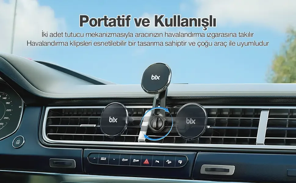 BXCH6 Çift Havalandırma Klipsli ve Destek Kollu 360°