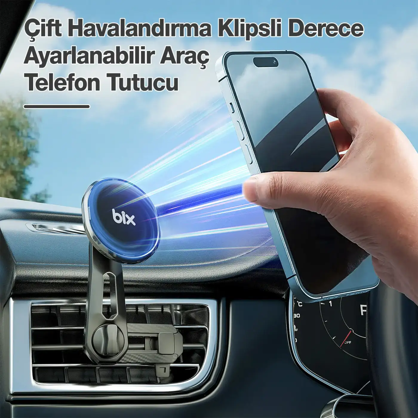 BXCH6 Çift Havalandırma Klipsli ve Destek Kollu 360°