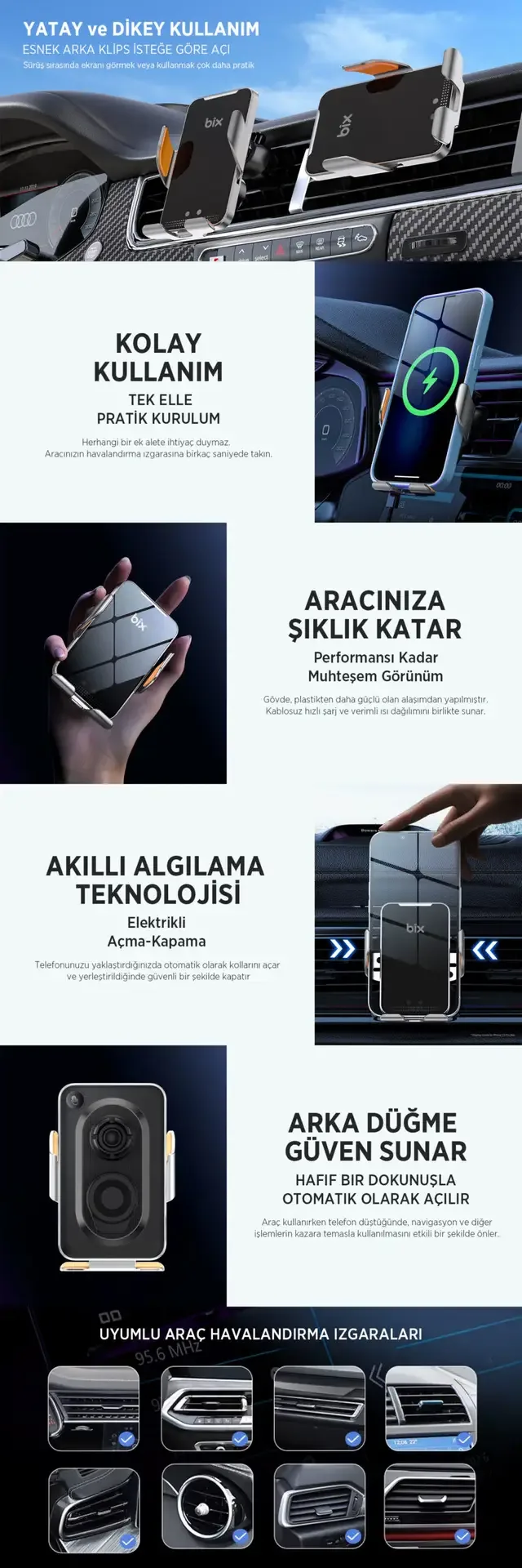 BXCH9 MagSafe 15W Kablosuz Hızlı Şarj Destekli İnce