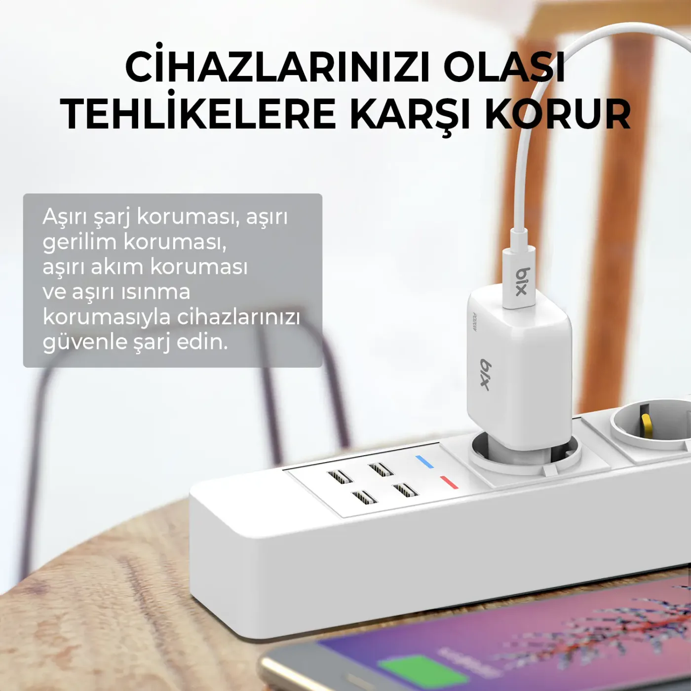 BXCL20TA 20W PD Hızlı Şarj Adaptörü + 3A USB-C to