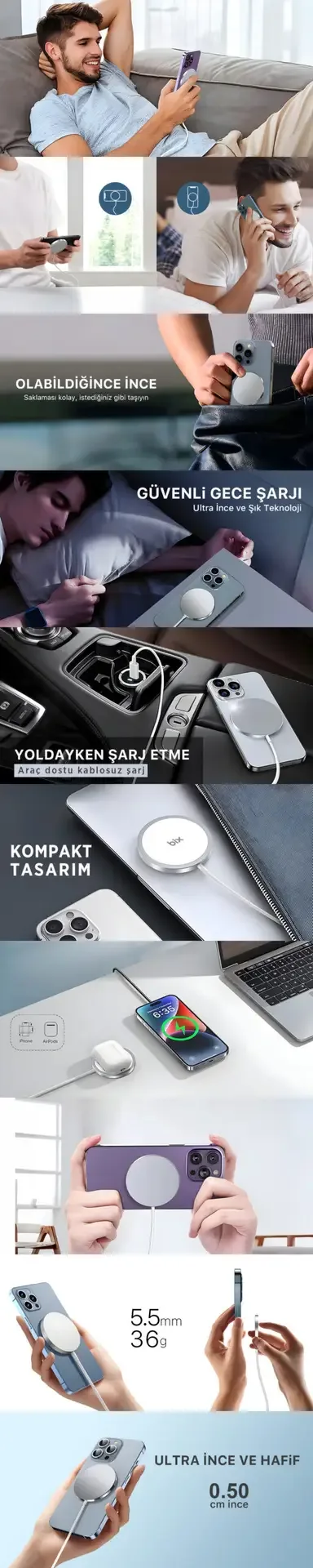 BXMG17 15W Qİ Akıllı Telefon, Airpods, Akıllı Saat