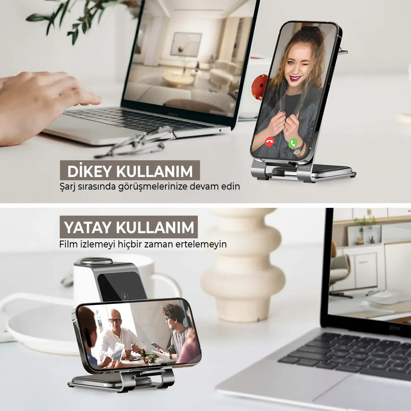 BXMW3 15W 3’ü 1 Arada iPhone Apple Watch AirPods Uyumlu